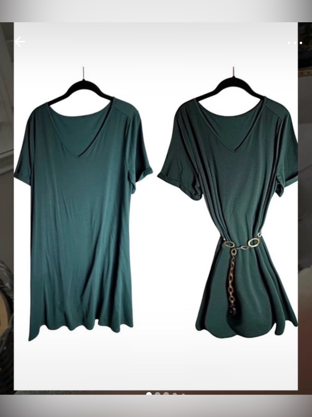 Classic Short-Sleeve Women's Dress  in Dark Green XL- XXL
